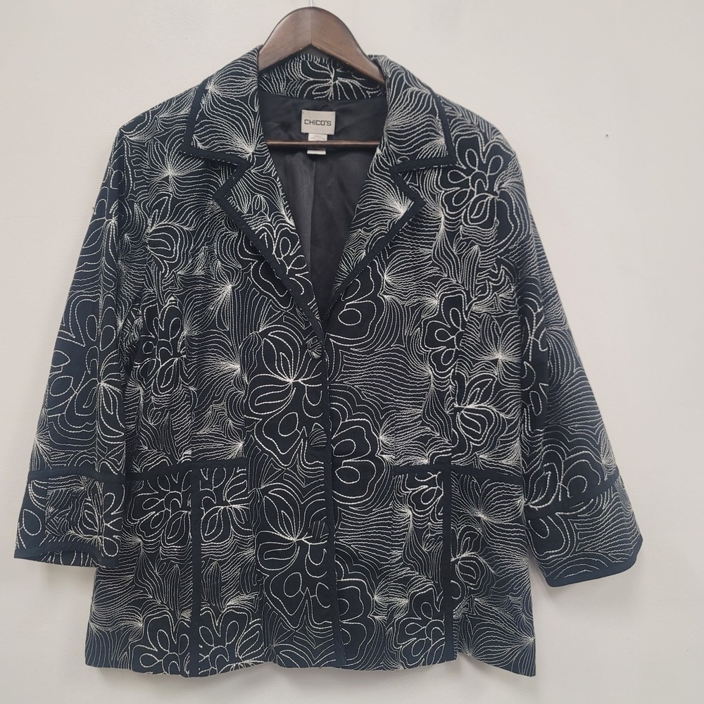 Chicos EmbroideredJacket Size‎ XL 3 Trippy Whimsigoth Celestial Kaleidoscope